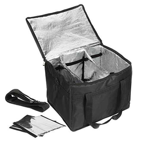 [Yushang] 保温配達バッグ 保冷エコバッグ デリバリーバック配達用 ランチバッグ 軽量 防水 商用グレードの耐久性 おりたたみ可能 仕切り板2枚