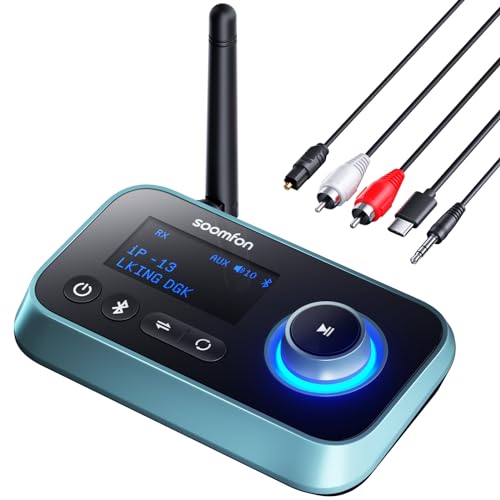 Bluetooth ȥ󥹥ߥå 쥷С SOOMFON 3-in-1 ֥롼ȥ 5.3 ǥ ץ Aux 3.5mm RCA  ǥ³ Bluetooth   BYPASS 滰 ɽ 2Ʊ³ǽ ٱ ̿Υ30M ƥ ԡ