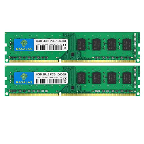 Rasalas 16GB キット (2x8GB) PC3-10600 DDR3 1333MHz Ram 16GB 2Rx8 PC3 10600U DDR3 1333 8GB Ram 240ピン 1.5V CL9 1333 mhz DDR3 デスクトップメモリ RAMモジュール