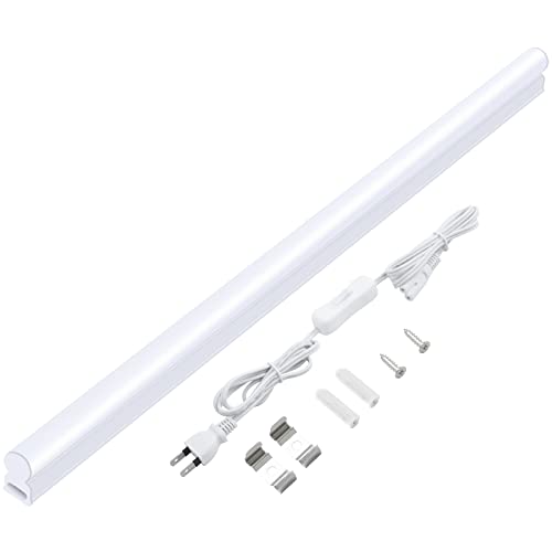 Haian Support LED蛍光灯 20W形 器具一体型 T5 直管型 10W 60cm 高輝度 6500K昼光色 キッチン用ラ ledバーライト ベースライト 壁掛け 棚下 軽量 電源コード付き 省エネ コンセント 取付簡単 多目的 洗面所/クローゼット/台所/壁面/ガレージ