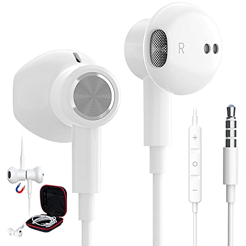 イヤホン 有線 マイク付き 3.5mmジャック イヤフォン 磁気設計 PC パソコン用 ノイズキャンセリング 重低音 対応iphone 6 6s/SE/ipod switch ps4 ps5/AQUOS sense7 8 wish2/Xperia/moto g52j g13/Galaxy arrowsなどAndroid機種
