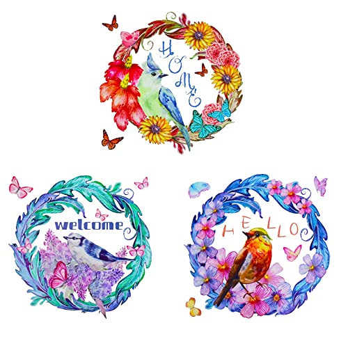 Maydahui ウォールステッカー 鳥 蝶 花輪 おしゃれ 壁紙 シール かわいい アート 幼稚園 保育園 子供 ..