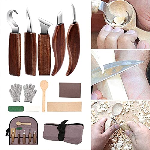 Hinevey カービングナイフ セット 12本セット 彫刻刀 木工 木彫り フックナイフ ブレード研ぐ ウッドカ..