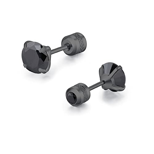 MIKAMU ピアス レディース 人気 メンズ レディース ブラック 高級ジルコニア サージカルステンレス 男女兼用 両耳用 ジュエリー 専用ボックス付き (ブ...