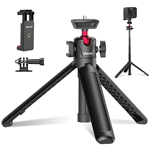 Ulanzi MT-16 カメラ三脚 +スマホクリップ付き 自撮り棒 スマホ三脚 ミニ三脚 4段伸縮 卓上 安定 ビデオカメラ ホットシュー付き 360°回転 Sony/Canon/iphone/Xiaomi Redmi/SHARP/OPPO/GoPro9 8