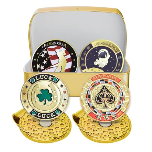 JEBOR ゴルフ マーカー ×4個 マグネット付きハットクリップ 2個セット 収納ボックス