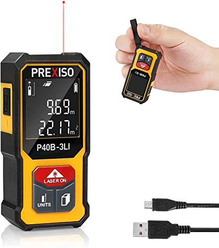 PREXISO レーザー距離計 電子距離計 距離測定計 ミニ 40M PSC認定取得 コンパクト 高精度 USB充電式 6..