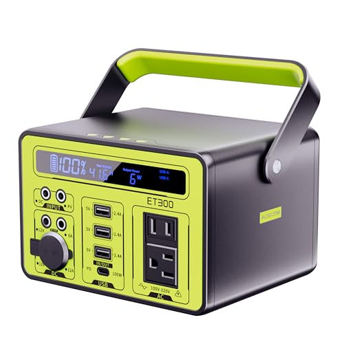 Acecow ポータブル電源 小型 298Wh 大容量 ポータブルバッテリー BMS電池保護 6倍長寿命 純正弦波 耐久..