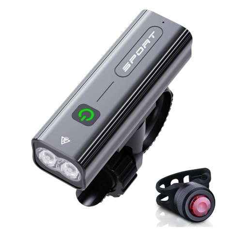 BOSIWO 自転車 ライト 大容量2600mAh 1000ルーメン USB充電式 LEDヘッドライト「3in1機能搭載」 自転車ヘッドライト テールライト付き 3つ調光モード 高輝度IPX5防水 防振 アルミ合金製 PSE認証済 懐中電灯兼用 停電対応 地震対策 登山 夜釣り