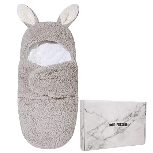 赤ちゃん 冬 新生児着ぐるみ - ベビーおくるみ 寝袋 抱っこ布団 フード付く 防寒 出掛け もこもこ 柔ら..