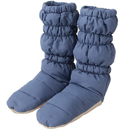[mianshe] ロング丈 ルームブーツ 防寒 レッグウォーマー ルームソックス 部屋履き 冷え取り靴下 洗える あったか 男女兼用(26cmまで適応) ブルーの商品画像