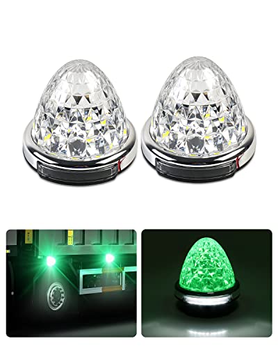 楽天櫻屋オンライン楽天市場店【2024年11月最新型・防水加工】Cartist LED サイドマーカーランプ 路肩灯 両面発光 トラック専用 IP67 DC 10-50V 無極性 丸型 新型LEDマーカー 高輝度 色選択可 メッキリング 2個セット 耐高温PC素材 メッキ付き （2個セット, グリーン）