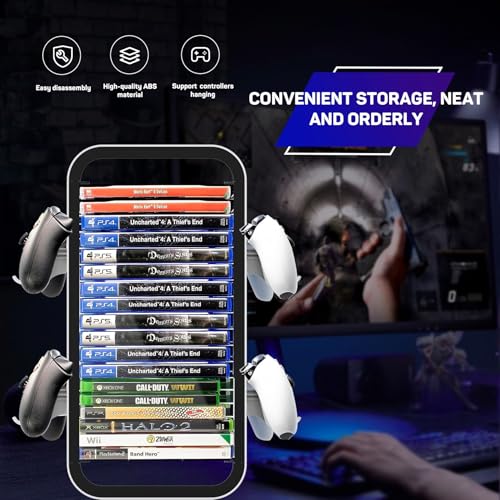 wigmoaゲームソフト 収納タワー ストレージスタンド PS5/PS4/PS3/Xbox Series S & X/Switch ブルーレイ【18枚収納可能+コントローラーホルダー付き】ゲームカセット 便利グッズ 省スペース 縦置きスタンド. OYO-1 (白/黒)