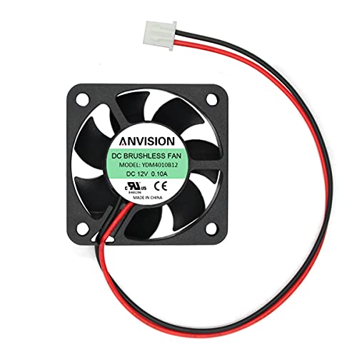 ANVISION 40mm x 10mm DC 12V ブラシレス冷却ファン デュアルボールベアリング、2ピン