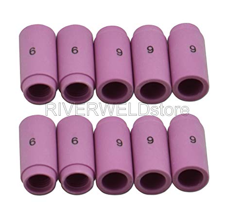 RIVERWELD 10個 13N10#6 TIG アルミナノズル セラミックカップ PTA SR DB WP 9 20 25 TIG溶接トーチ ア..