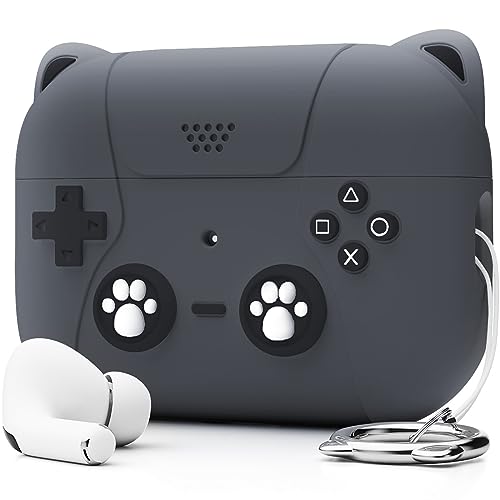楽天櫻屋オンライン楽天市場店NIUTRENDZ AirPods Pro2 ケース かわいい エアーポッズプロ2 ケース 猫とゲーム機のデザイン AirPods Pro 第2世代 ケースキーチェーン付き （ブラック）