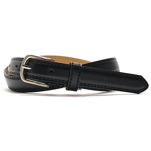 [BEEL] ベール ベルト レディース 牛革 ビジネス スーツ 細幅 黒 ブラック【プレーン】M