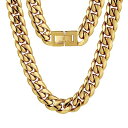 KRKC&CO ネックレス メンズ 喜平ネックレスチェーン18K金メッキ ステンレス 幅12mm 太目 HIPHOP系のジュエリー ラッパーネックレスアクセサリ...