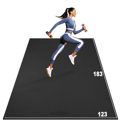 innhom ヨガマット 大きめ 二人用 幅広 183x123cm トレーニングマット 厚め 防音 両面滑り止め 筋トレ 特大サイズ ジム 衝撃吸収 エクササイズ 宅トレ 高密度 耐久性 無毒無害 ストラップ付き(4)