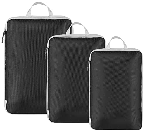 HomeFirst 便利旅行用圧縮バッグ 3点セット ファスナー圧縮 スペース節約 トラベルポーチ セット 収納バッグ 衣類仕分け 出張 多機能 簡単圧縮 軽量...