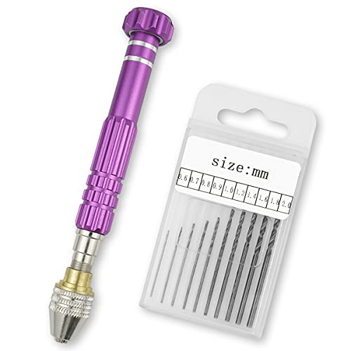 精密 ピンバイス ハンドドリル クラフトツール ドリル付 0.6mm～2mm 10サイズ セット レジン 模型 手芸