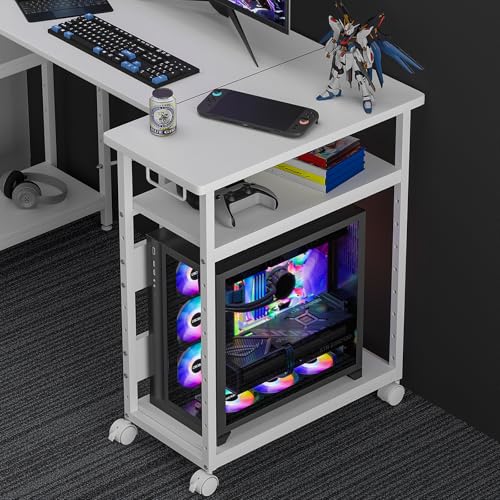 pcラック 3段 pcワゴン【幅30×奥行60×高さ70cm】パソコンワゴン キャスター付き 棚板高さ9段階調節 パ..