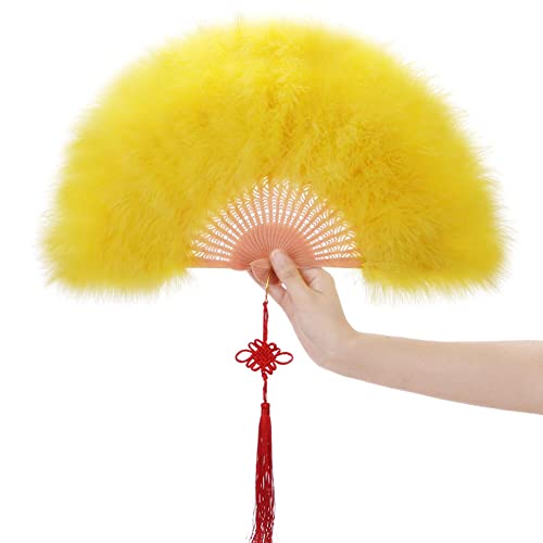 Kuroobaa ふわふわ 扇子 羽扇子 舞扇子 ジュリ扇子 ダンス 踊り パーティー ハロウィン コスプレ (イエ..