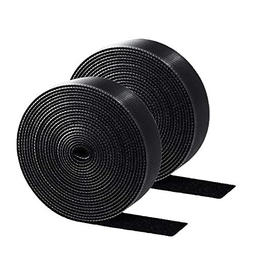 長さ6m 2巻 結束テープ ケーブル配線固定テープコード 収納整理バンド 自由にカットベルクロ 調節可能なコード 繰り返し利用可能 ブラック