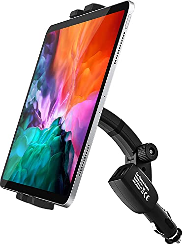 woleyi シガーソケット 車載ホルダー タブレット スタンド 快速充電 スマホ タブレット 向きデュアルUSBポート設計カーマウント 対応機種 iPad Pro 11 10.5 9.7 / Air Mini 5 4 3 2 / iPhone 12 / 12 Pro / 11 / SE, もっと