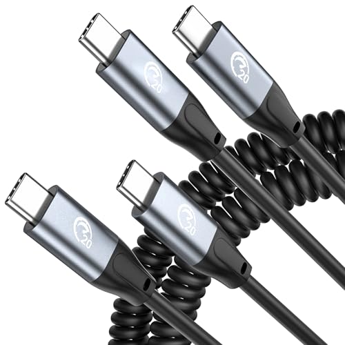 USB Cケーブル100W コイル 1M, UseBean USB 3.2 Gen2x2 20Gbpsまで伸縮 スプリングスパイラルケーブル,..