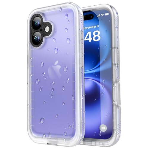 SPORTLINK iPhone 16 用 防水ケース - iPhone 16 ケース スクラブ クリア - IP68規格防水等級 防雪 防..