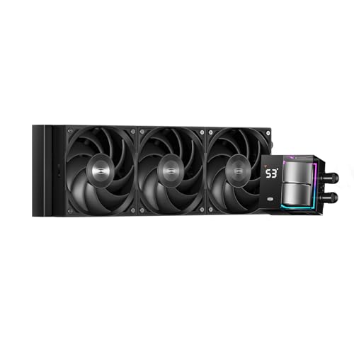 PCCOOLER CPS DS360 AIO 液体CPUクーラー 360mmラジエーター LCDモニター付き 静音ファン3個 ARGBライ..