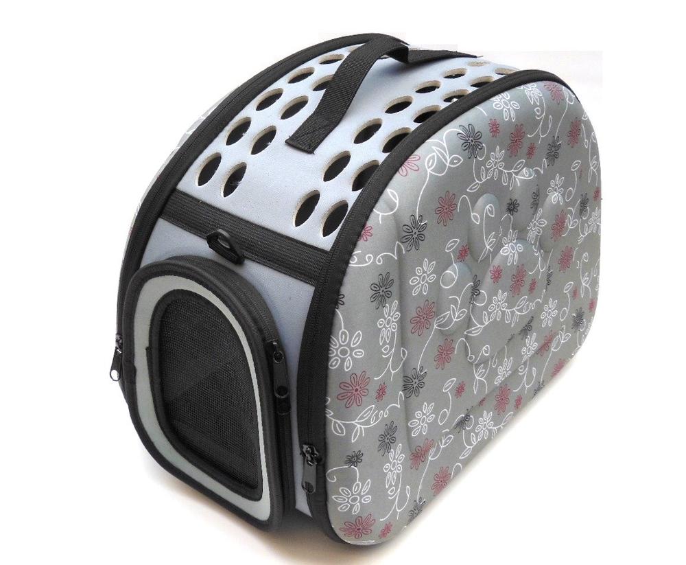 Kasamy ペット キャリーバッグ 折りたたみ ケース ショルダー 肩掛ベルト付 犬 猫 小動物 用 (M グレー..