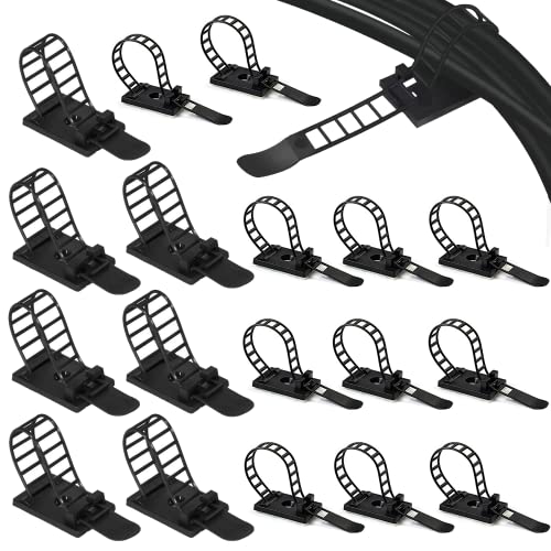 ケーブルクリップ 調節可能なケーブルタイ コードクリップ 収納バンド ケーブル収納 ケーブルホルダー ケーブル固定具 粘着シート付 ブラック By MAVEEK(マビーカ)