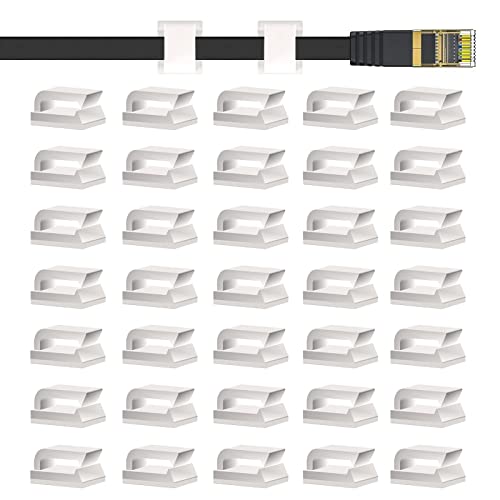 MAVEEK ケーブルクリップ コード収納 ケーブル収納 ケーブルホルダー コードまとめる 配線止め 配線隠し 穴あけ不要 粘着バッド 壁面収納 デスク周り 50個入れ ホワイト