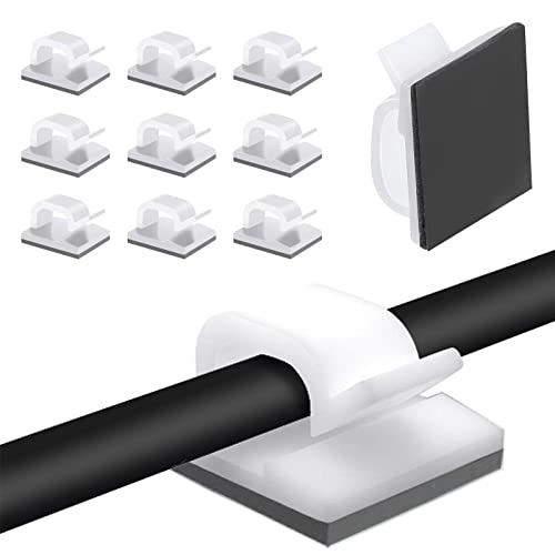 コードクリップ 50個入り ケーブルクリップ コード収納 コードフック ケーブル収納 コード管理 結束固定ベース 強力テープ付属 ホワイト by MAVEEK(マビーカ)