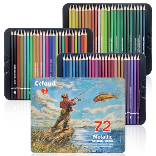 色鉛筆 メタリック 72本のカラーペンシルセット 金属色 油性 色鉛筆 プロ専用ソフト芯色鉛筆セット 子..