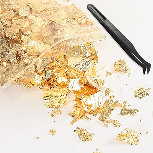BEIHOO 金箔 ヘア用 10g ピンセット付き ホログラム ネイル用 金箔シート フレーク 模造金箔 髪飾り 成..