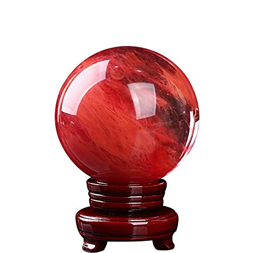 レッド 水晶玉 開運グッズ 水晶ボール 水晶 台座付 丸玉 鎮宅 クリスタルボール インテリア 仕事運 人..