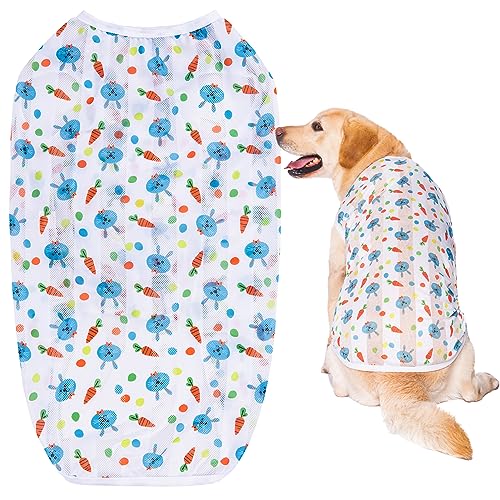 KUVEELA PET 犬服 大型犬 中型犬 クールベスト Tシャツ ドッグウェア クールウェア 夏服 通気 接触冷感 ひんやり 虫よけ 脱毛保護 日焼き防ぐ お散歩（(接触冷感)ウサギ柄 5L）