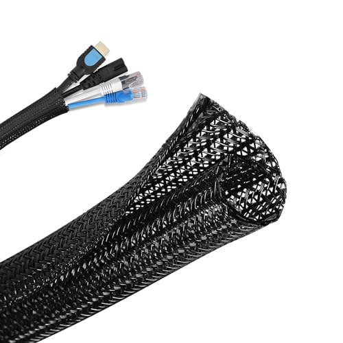 Topatrol 編組ケーブルスリーブ ケーブル収納スリーブ 編組ケーブルカバー 全長約6M 内径約13mm ケーブ..