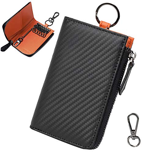 [ARIALK] キーケース メンズ カードケース スマートキーケース 車キーケース カーボンレザー カラビナ..