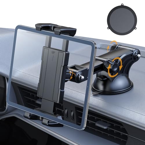OHLPRO タブレットホルダー 車載 タブレットスタンド スマホホルダー 吸盤式 広い可動域 【5.4-10.5インチ】iPad/galaxy tab/Kindle、iPhone＆Androidなど機種に対応