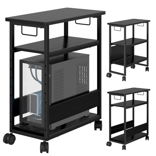 MIYOKI パソコンワゴン PCワゴン 複合機ラック キャスター付き 棚板高さ調節可能 幅60×奥行30×高さ70cm..