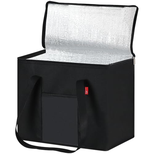 [RVSNQ] エコバッグ 大容量 30L 折り畳み式 保冷バッグ 双方向ジッパー付き蓋 買い物バッグ クリア窓付 買い物袋 繰り返し使えるクーラーバッグ 買い物、ピクニック、キャンプ、お花見、バーベキュー、花火を見る適合です(ブラック)
