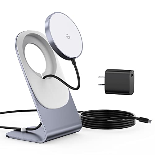 ワイヤレス充電器 Mag Safe充電器 マグネット式 【magsafe充電器＋magsafeスタンド+ 20W USB-Cアダプター】 USB-Cケーブル 1.5m付き マグセーフ充電器 スタンド/パッド くっつく iPhone16/15/14 /13/12シリーズ対応 ワイヤレスイヤホン用