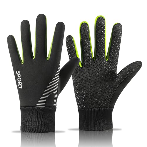 【暖かさ100%】 防寒手袋 手袋 キッズ 【撥水加工技術・動きやすい中厚手】 防寒グローブ 子供用手袋 タッチパネル対応 防風 保温 男の子 滑り止め 自転車グローブ サッカー手袋 インナー手袋 スポーツ 通学 (S-グリーン, M)