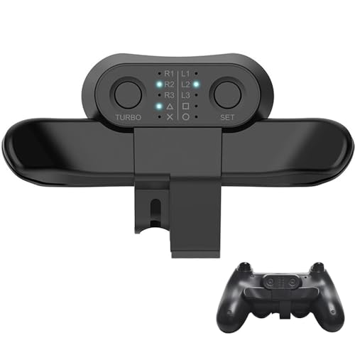 P4 コントローラー用 背面パドル ブラック 簡単設定 リコイル制御 連射 ターボ 機能ボタンのマッピング for PlayStation 4 コントローラー用 背面ボタン (グレー・ブラック)