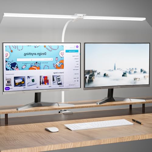 Wobane デスクライト LED 1800lm 目に優しい 電気スタンド【80cm幅・ダブル光源・5段階調色・無段階調..