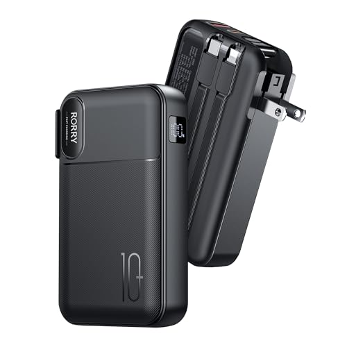RORRY【モバイルバッテリー コンセント一体型 10000mAh PD22.5W】ACプラグ付き 携帯バッテリー 4台同時..